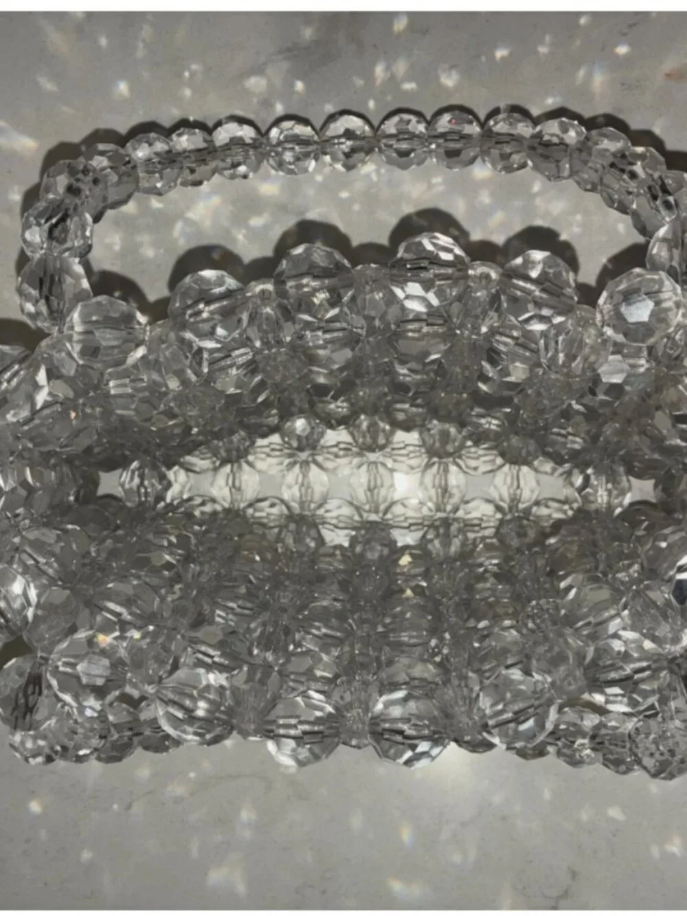 Clear Bead Acrylic Crystal Handbag Purse 90s Y2K Retro Round Handle